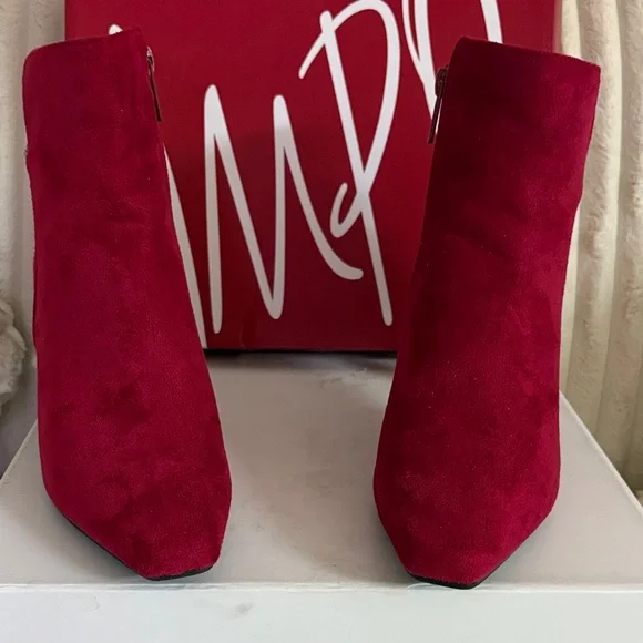 Impo Scarlet Red Heeled Boots with Bow Detail - Picture 3 of 6